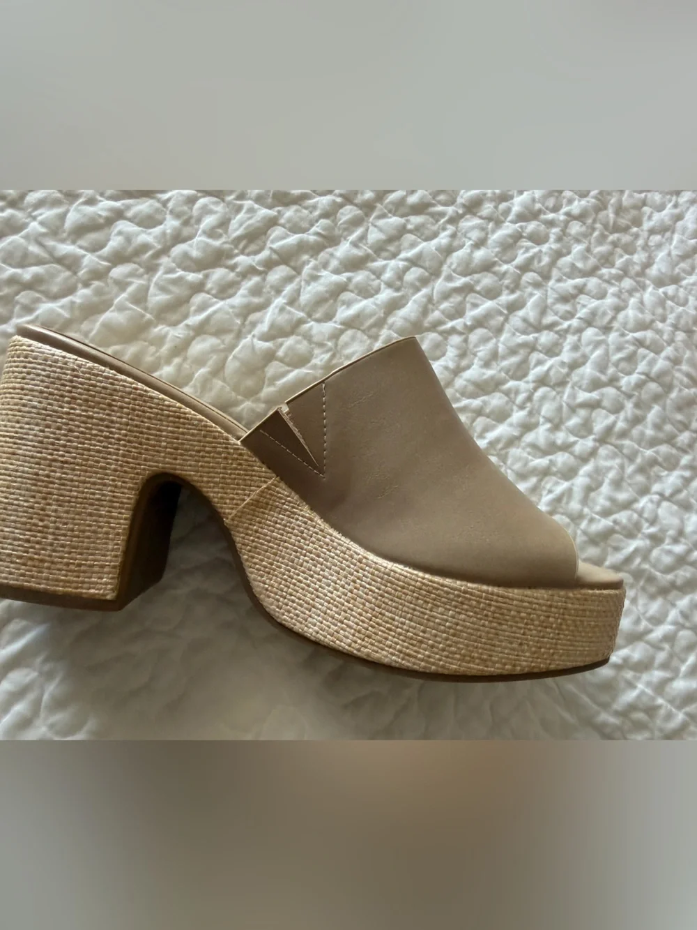 Pierre Dumas Beige Platform Mule Heels